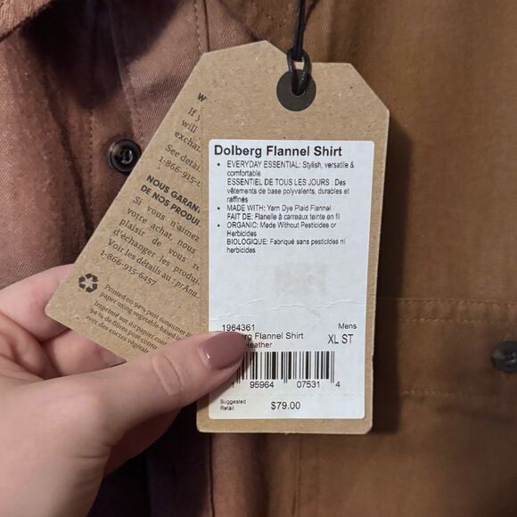NWT- Prana- Men’s Tan Dolberg 100% Cotton Flannel PaTCH Pocket Shirt, XL - Picture 3 of 7